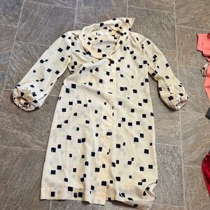 Pierre Balmain Cream and Black Geometric Dress